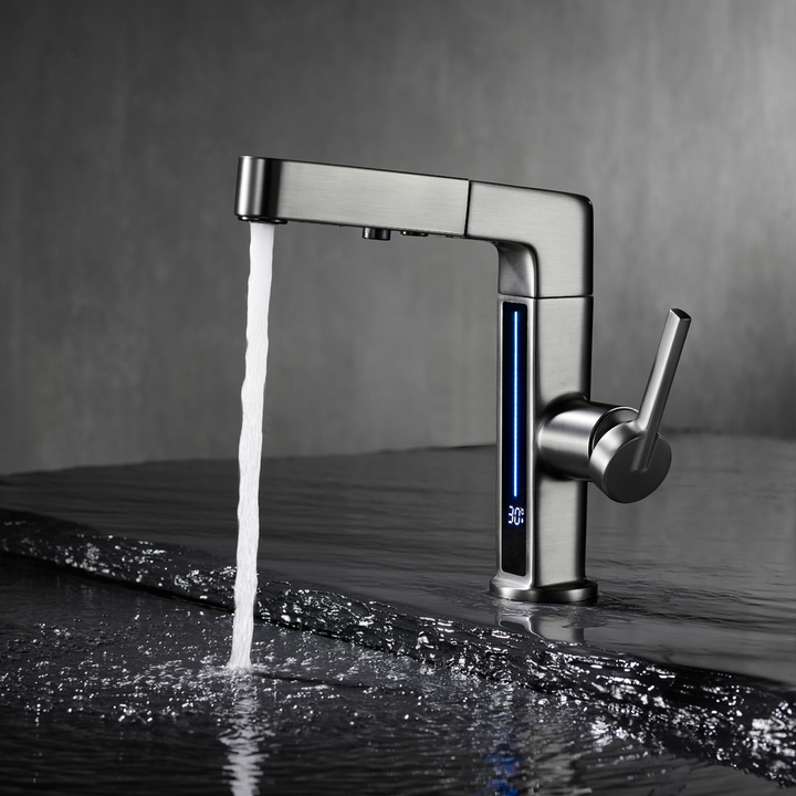 Opuluxify Pull-Out Bathroom Faucet with Temperature Display - OP003