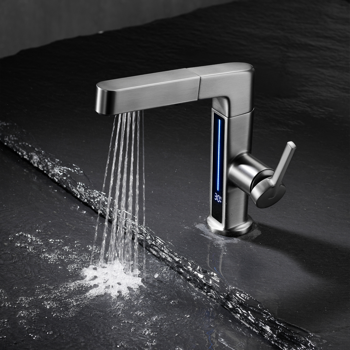 Opuluxify Pull-Out Bathroom Faucet with Temperature Display - OP003