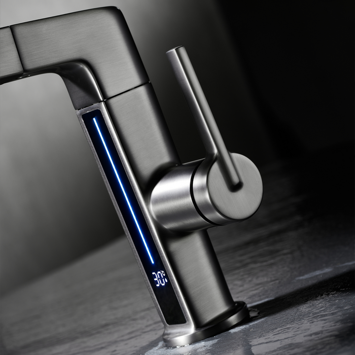 Opuluxify Pull-Out Bathroom Faucet with Temperature Display - OP003